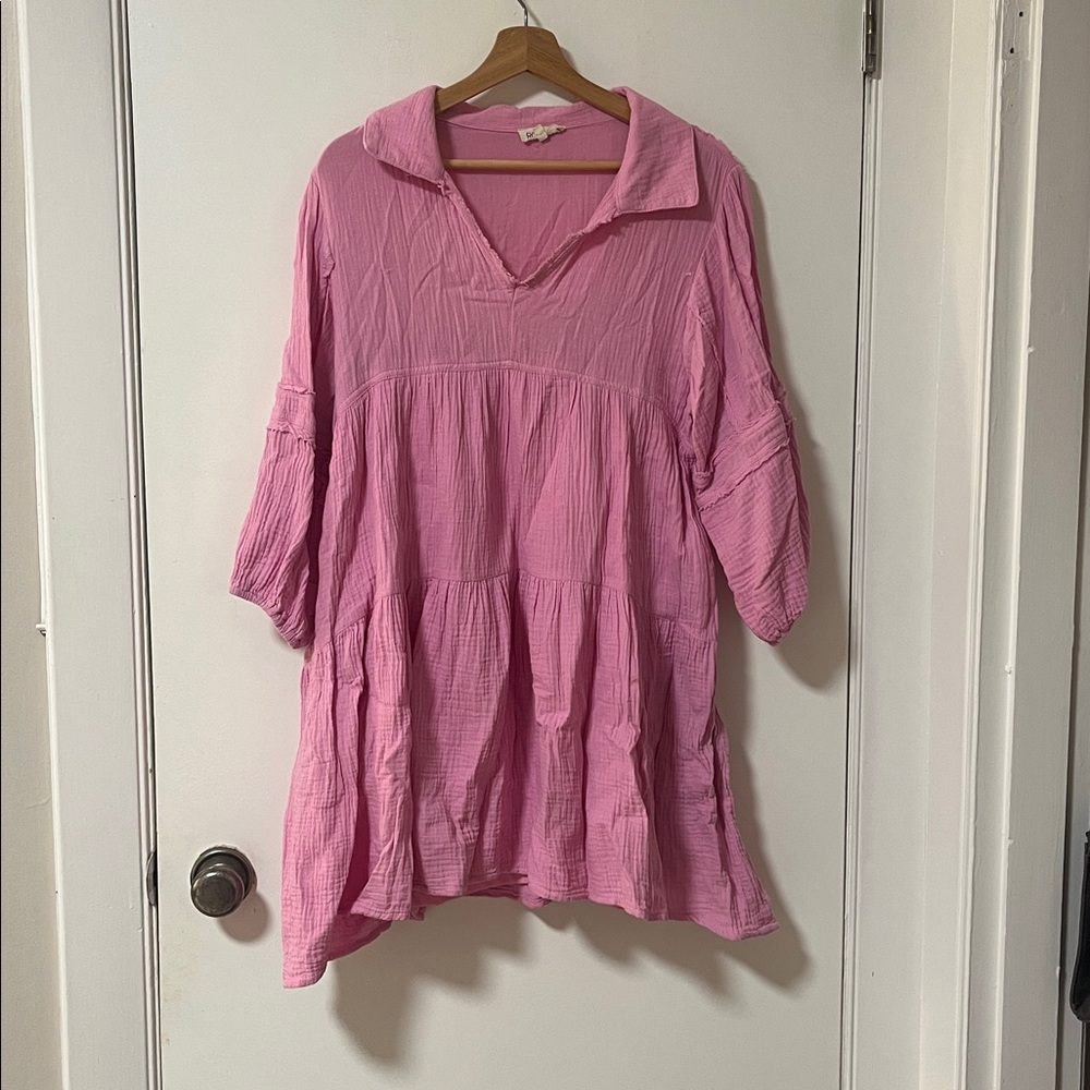 Pink Women's Tiered Dress